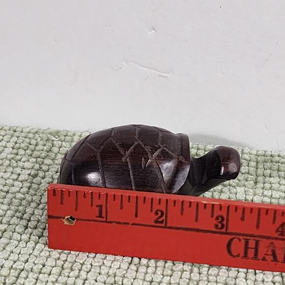 Hand Carved Solid Wood Turtle Figurine Heavy Rosewood Style Miniature Decor - Picture 5 of 5